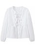 'Adalet' Linen Look Tie Front Smock Blouse - Celes Fashion